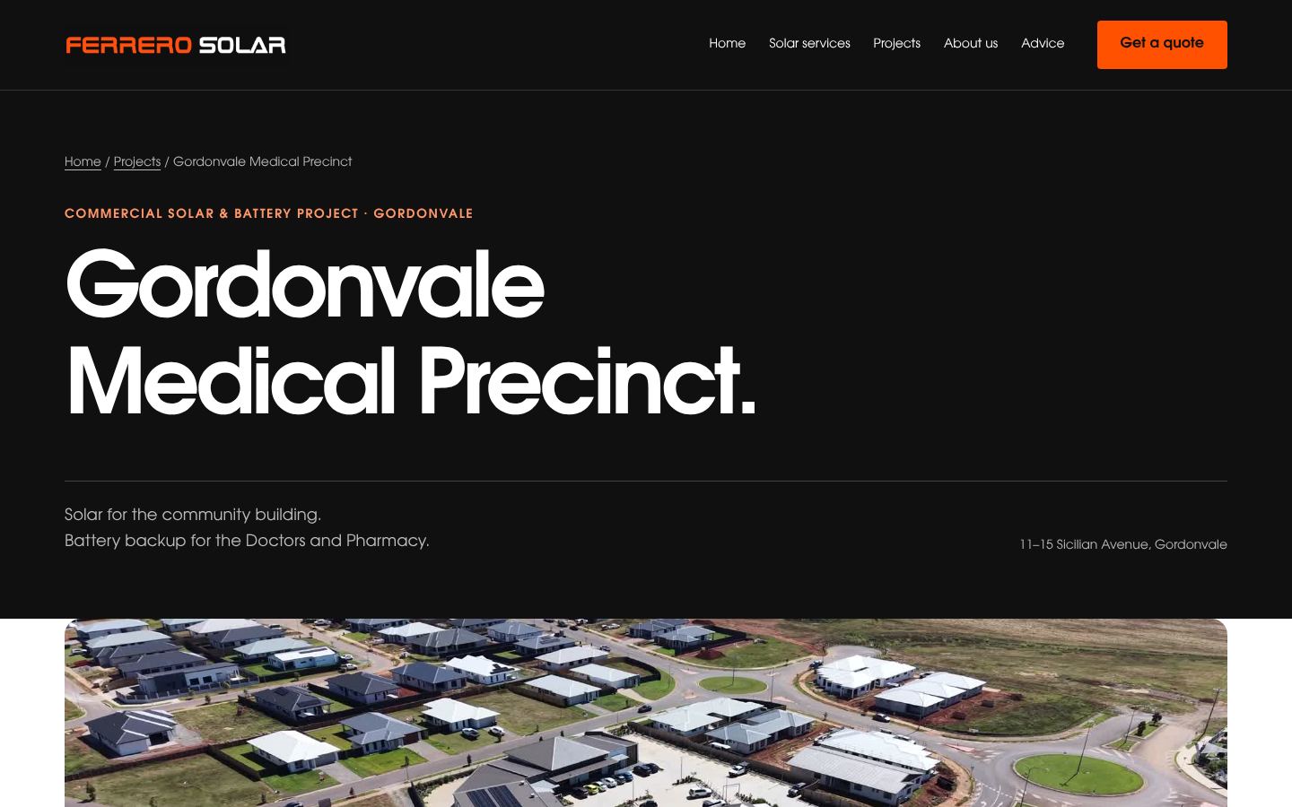 Ferrero Solar website: A project story with real installation details